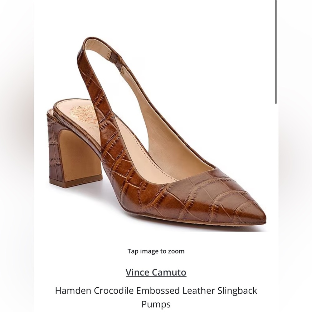 Vince Camuto Tan Croc-Embossed Heels